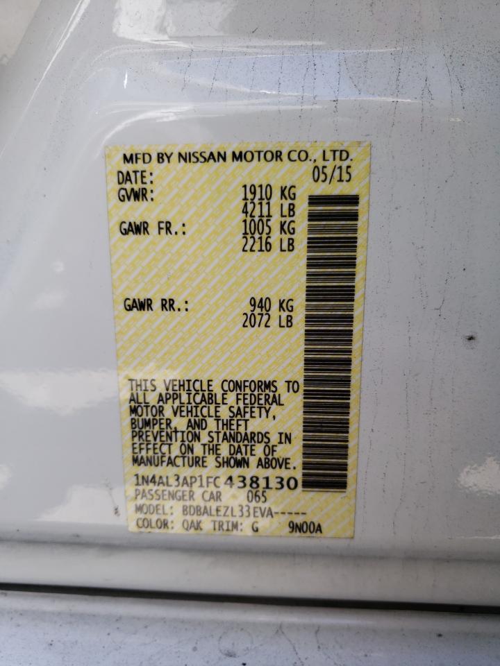 Photo 10 from auction – 2015 NISSAN ALTIMA 2.5 with VIN 1N4AL3AP1FC438130