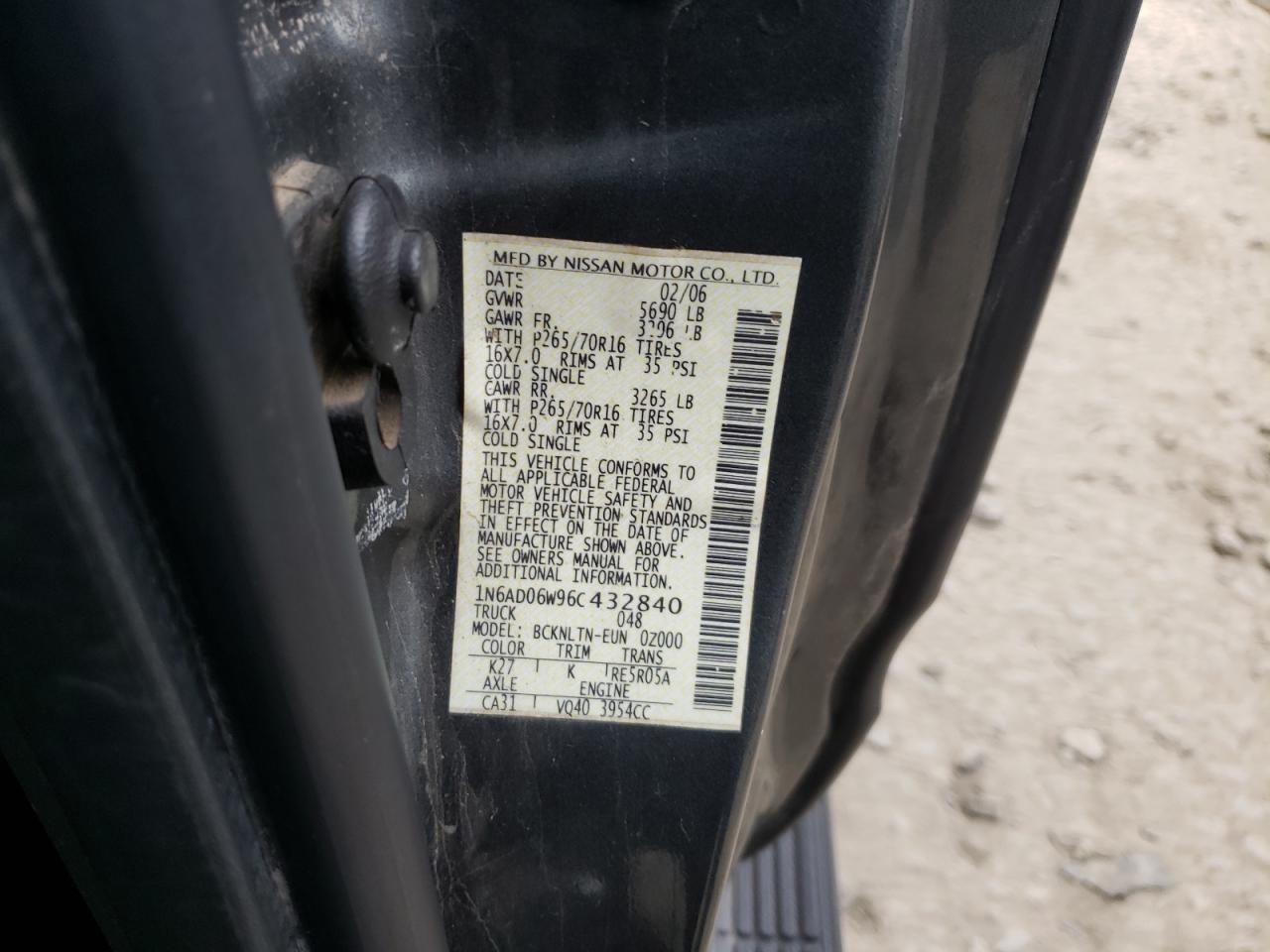 Photo 10 from auction – 2006 NISSAN FRONTIER K with VIN 1N6AD06W96C432840