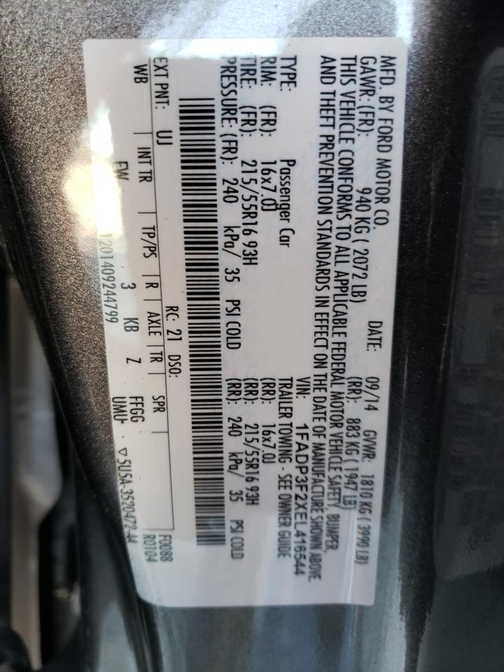 Photo 10 from auction – 2014 FORD FOCUS SE with VIN 1FADP3F2XEL416544