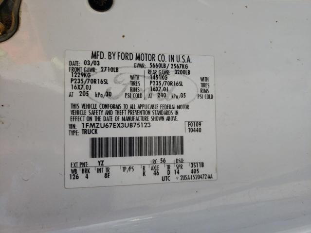 Photo 10 from auction – 2003 FORD EXPLORER S with VIN 1FMZU67EX3UB75123