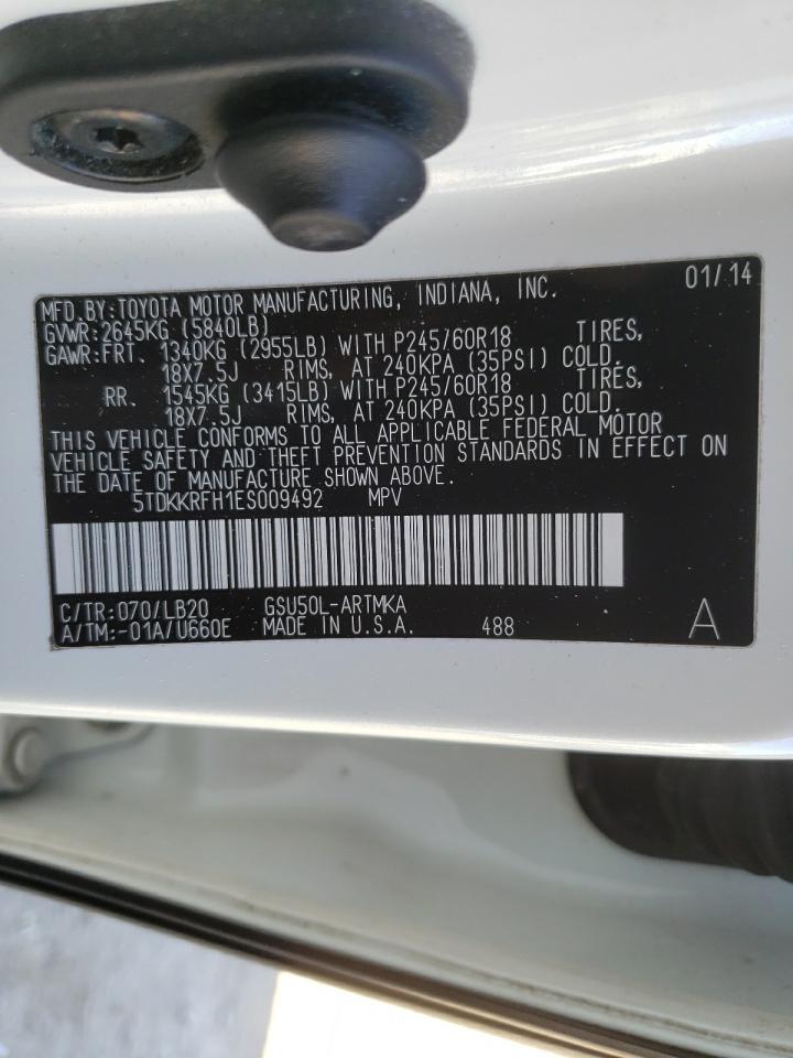 Photo 10 from auction – 2014 TOYOTA HIGHLANDER with VIN 5TDKKRFH1ES009492