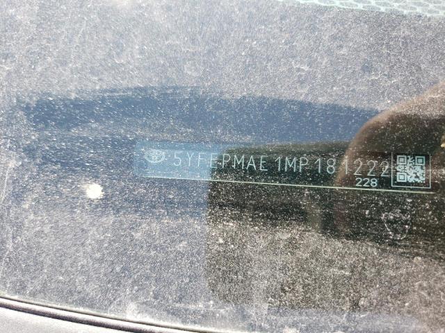 Photo 10 from auction – 2021 TOYOTA COROLLA LE with VIN 5YFEPMAE1MP181222