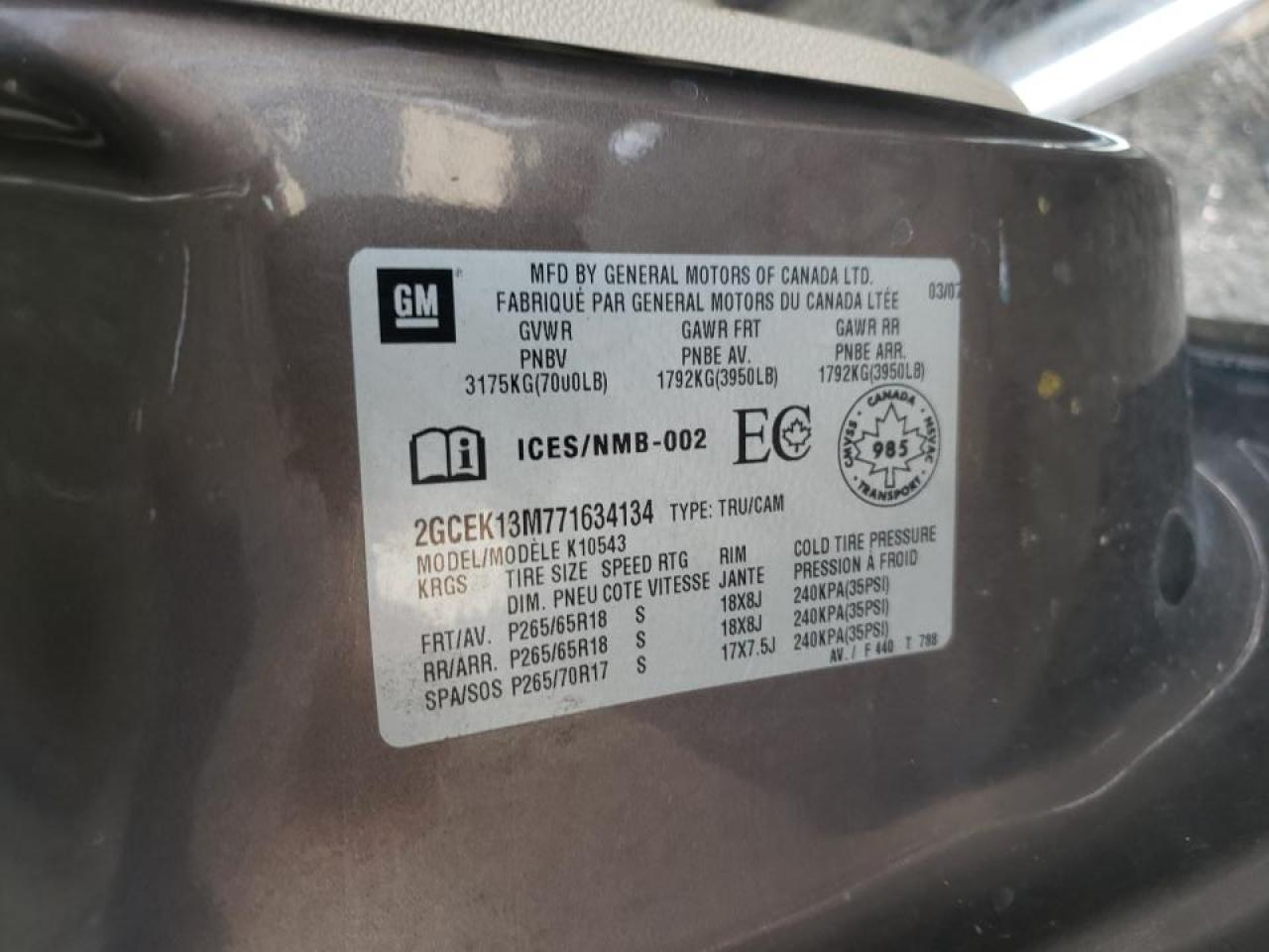 Foto 10 de la subasta – 2007 CHEVROLET SILVERADO con VIN 2GCEK13M771634134