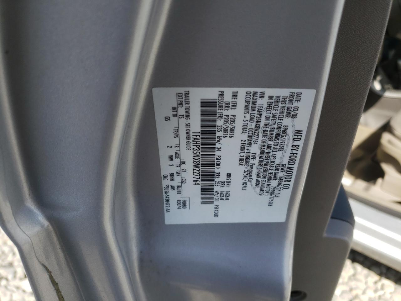 Photo 10 from auction – 2008 FORD FOCUS SE with VIN 1FAHP35NX8W227764