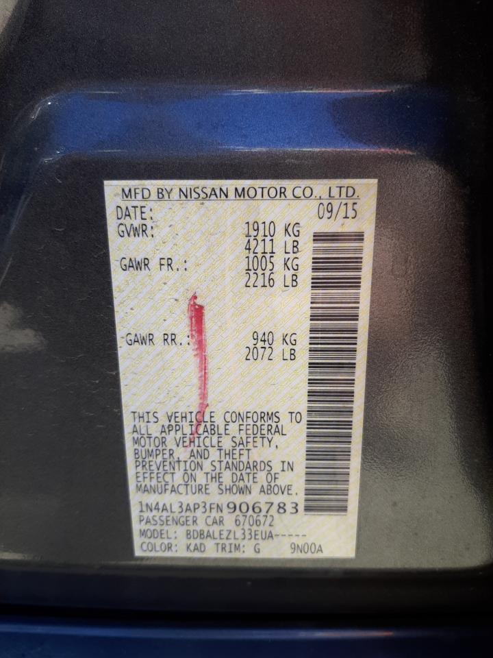 Photo 10 from auction – 2015 NISSAN ALTIMA 2.5 with VIN 1N4AL3AP3FN906783