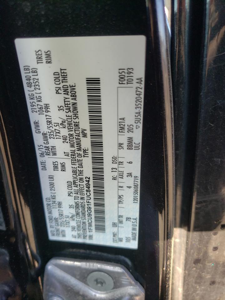Photo 10 from auction – 2015 FORD ESCAPE SE with VIN 1FMCU9G91FUC84942