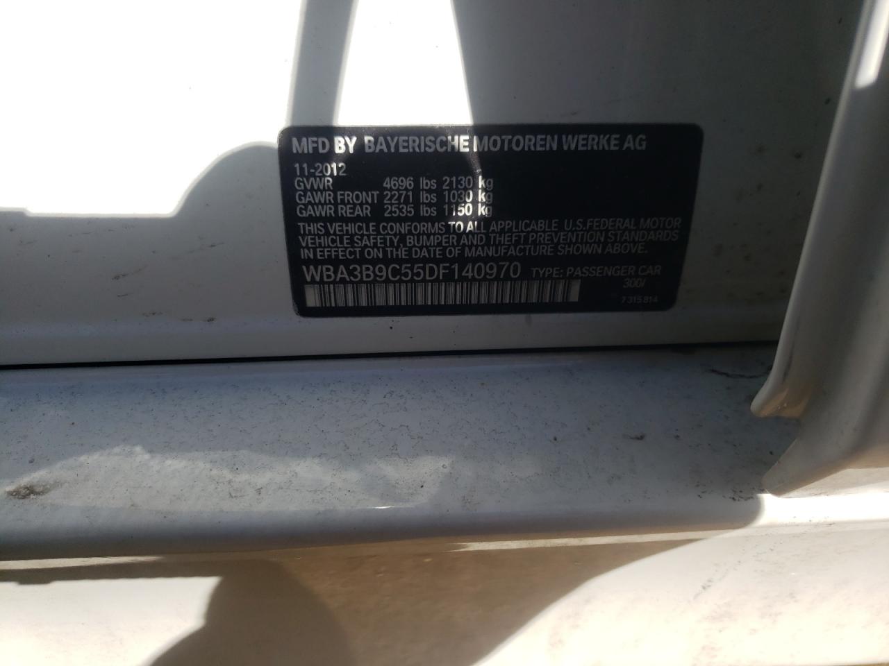 Photo 10 from auction – 2013 BMW 335 XI with VIN WBA3B9C55DF140970