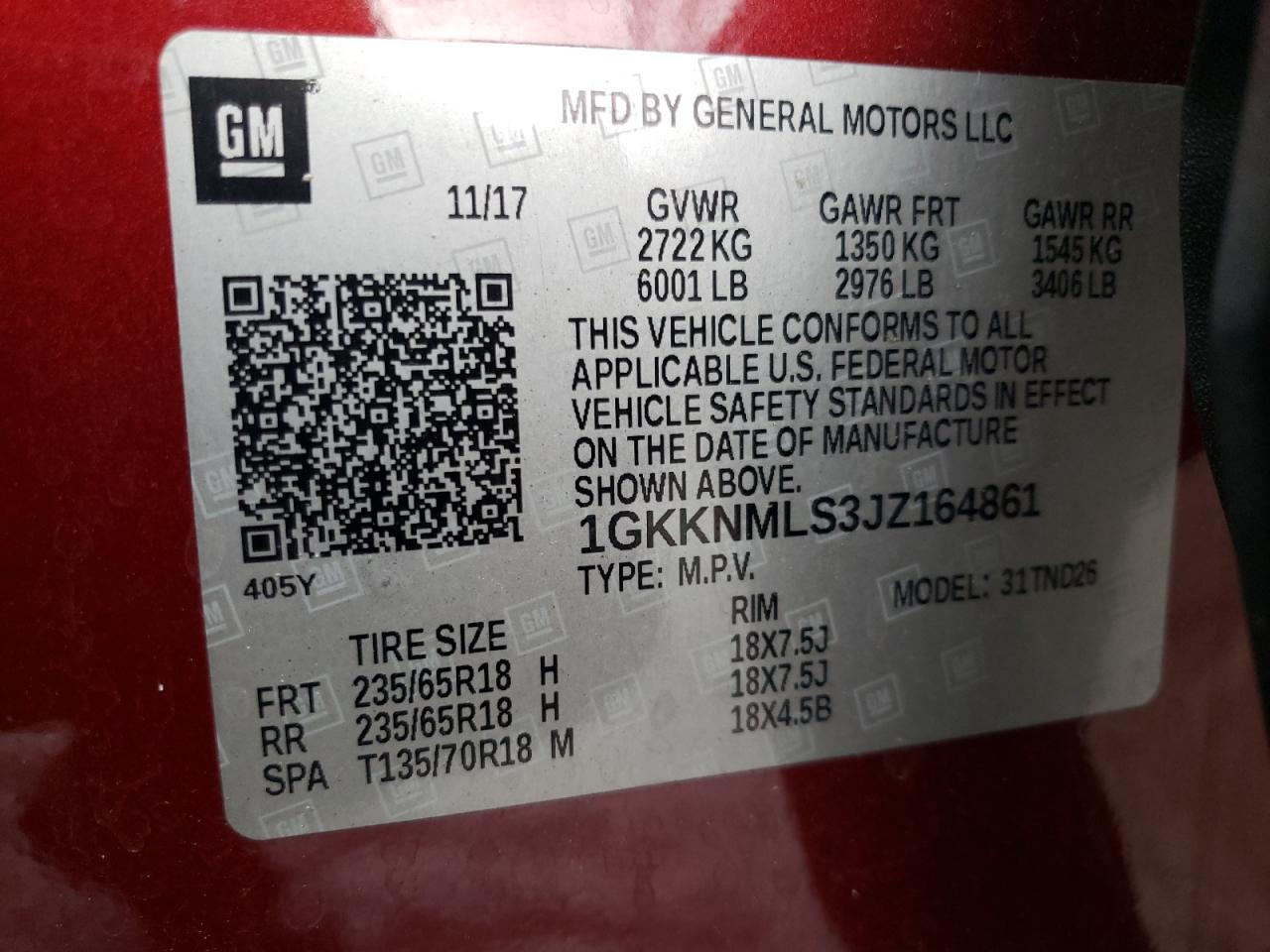 Photo 10 from auction – 2018 GMC ACADIA SLT with VIN 1GKKNMLS3JZ164861