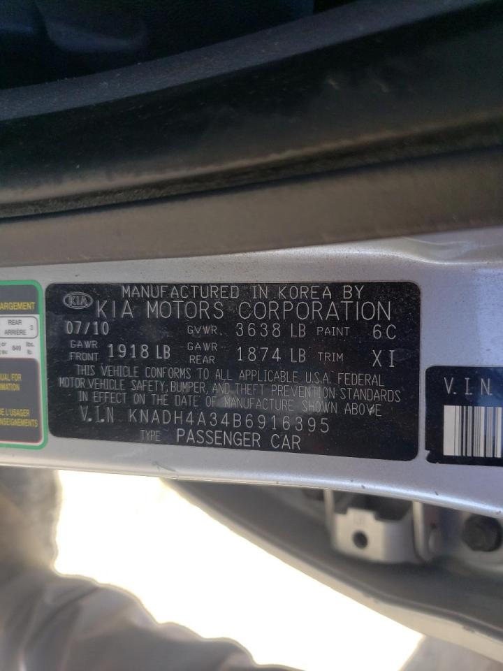 Photo 10 from auction – 2011 KIA RIO BASE with VIN KNADH4A34B6916395