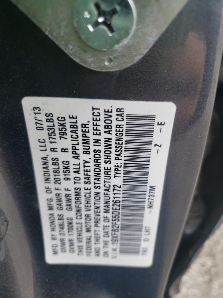 Photo 10 from auction – 2013 HONDA CIVIC LX with VIN 19XFB2F55DE261172