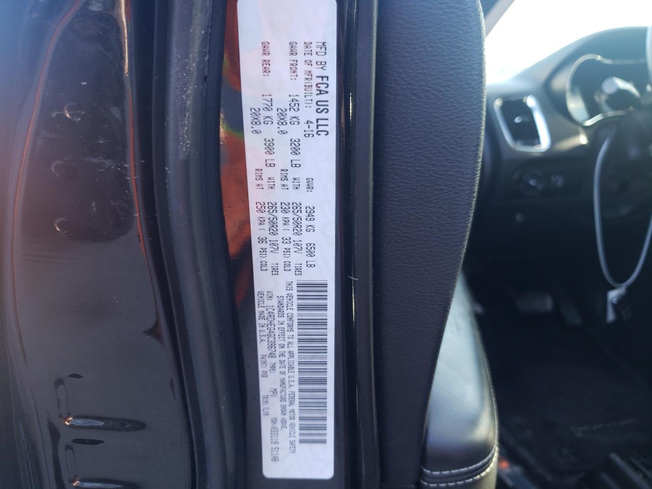 Photo 10 from auction – 2016 DODGE DURANGO CI with VIN 1C4RDHEG4GC396748