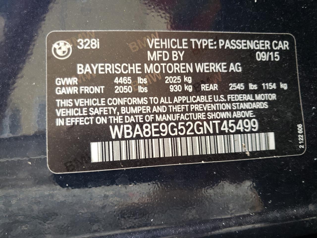 Photo 10 from auction – 2016 BMW 328 I SULE with VIN WBA8E9G52GNT45499