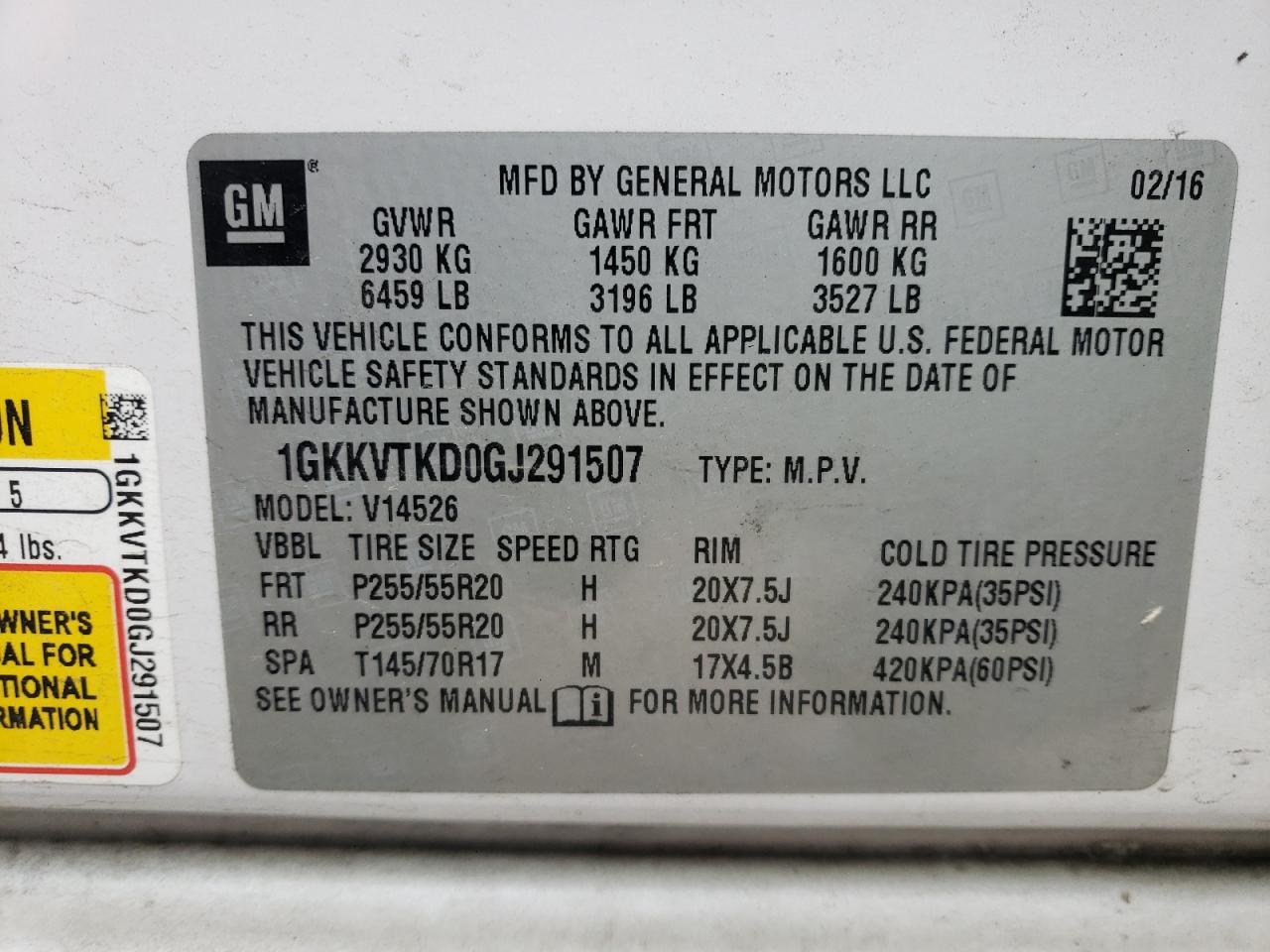 Photo 10 from auction – 2016 GMC ACADIA DEN with VIN 1GKKVTKD0GJ291507