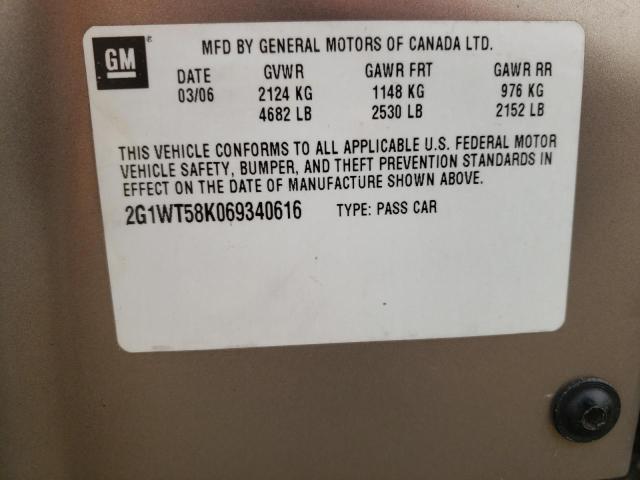 Photo 10 from auction – 2006 CHEVROLET IMPALA LT with VIN 2G1WT58K069340616