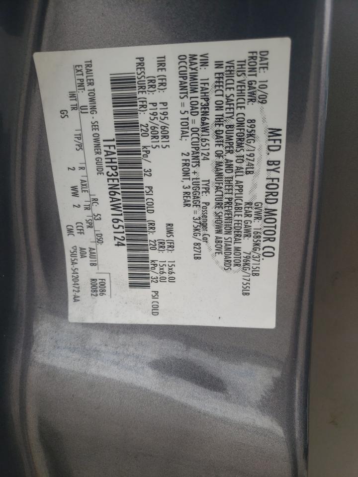 Photo 10 from auction – 2010 FORD FOCUS S with VIN 1FAHP3EN6AW165124