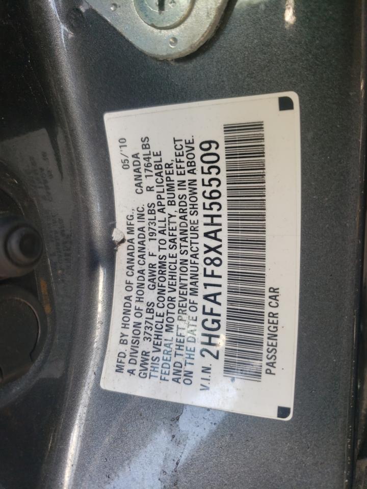 Photo 10 from auction – 2010 HONDA CIVIC EX with VIN 2HGFA1F8XAH565509