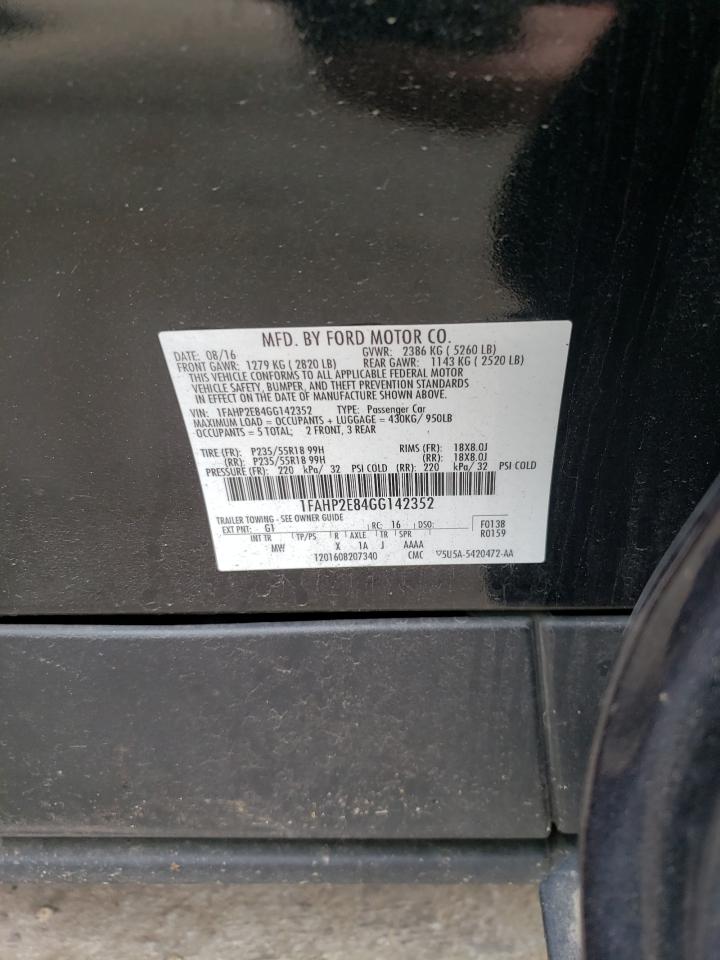 Photo 10 from auction – 2016 FORD TAURUS SEL with VIN 1FAHP2E84GG142352