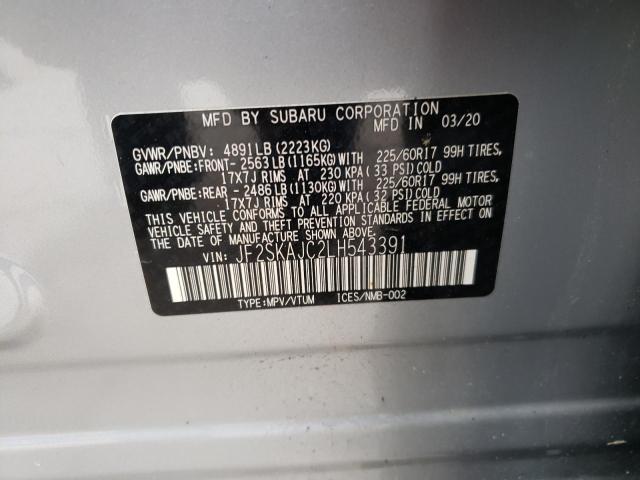 Photo 10 from auction – 2020 SUBARU FORESTER P with VIN JF2SKAJC2LH543391