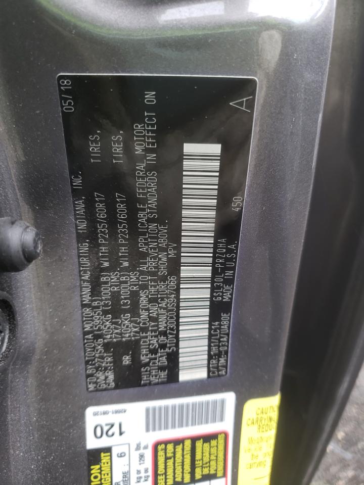 Photo 10 from auction – 2018 TOYOTA SIENNA XLE with VIN 5TDYZ3DC0JS947066