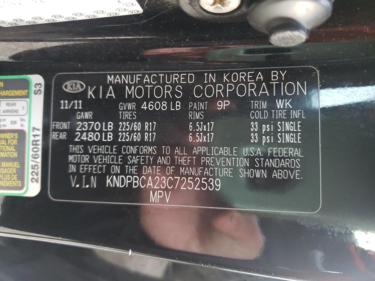 Photo 10 from auction – 2012 KIA SPORTAGE L with VIN KNDPBCA23C7252539