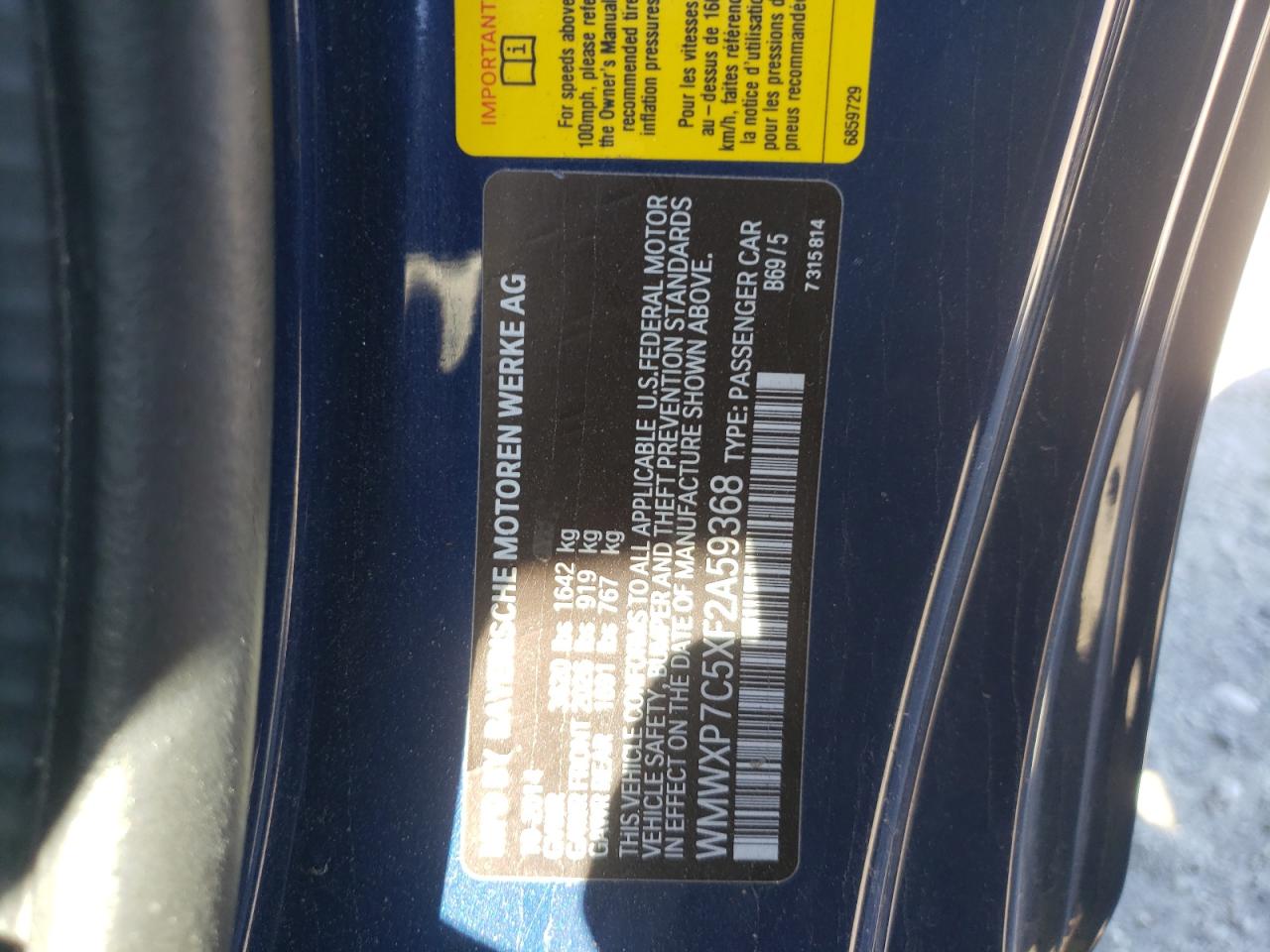 Photo 10 from auction – 2015 MINI COOPER S with VIN WMWXP7C5XF2A59368