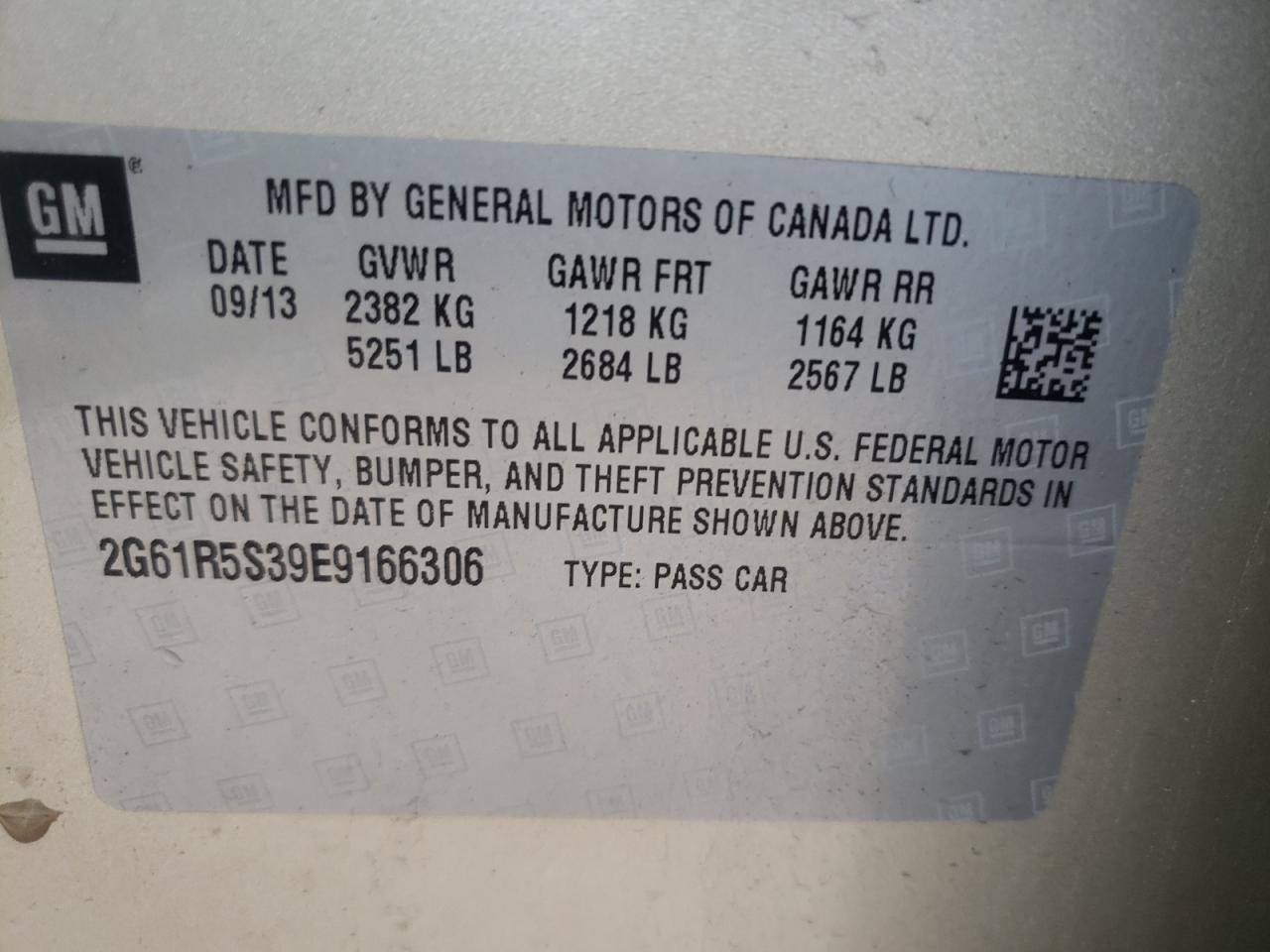 Photo 10 from auction – 2014 CADILLAC XTS PREMIU with VIN 2G61R5S39E9166306