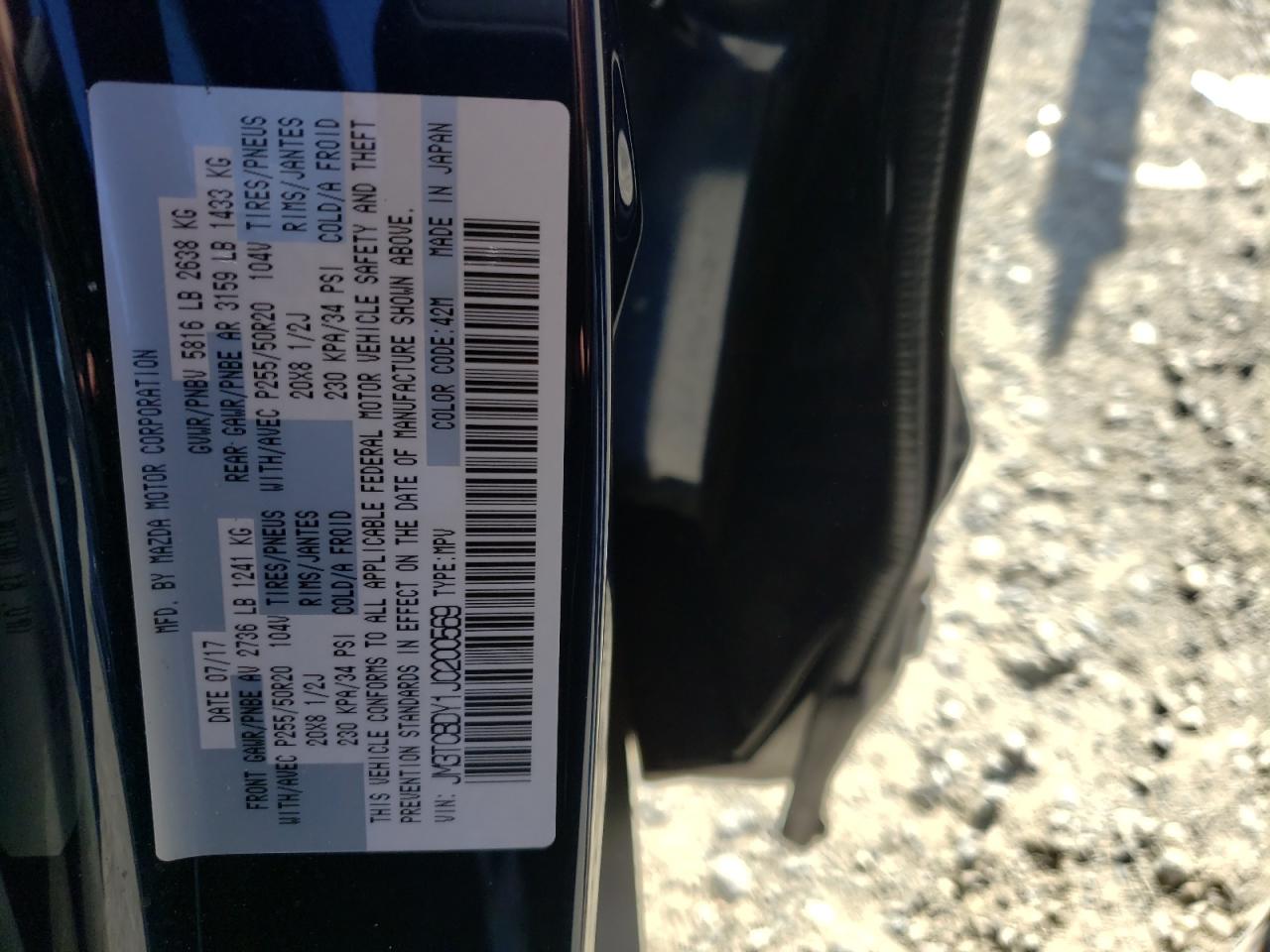 Photo 10 from auction – 2018 MAZDA CX-9 GRAND with VIN JM3TCBDY1J0200569