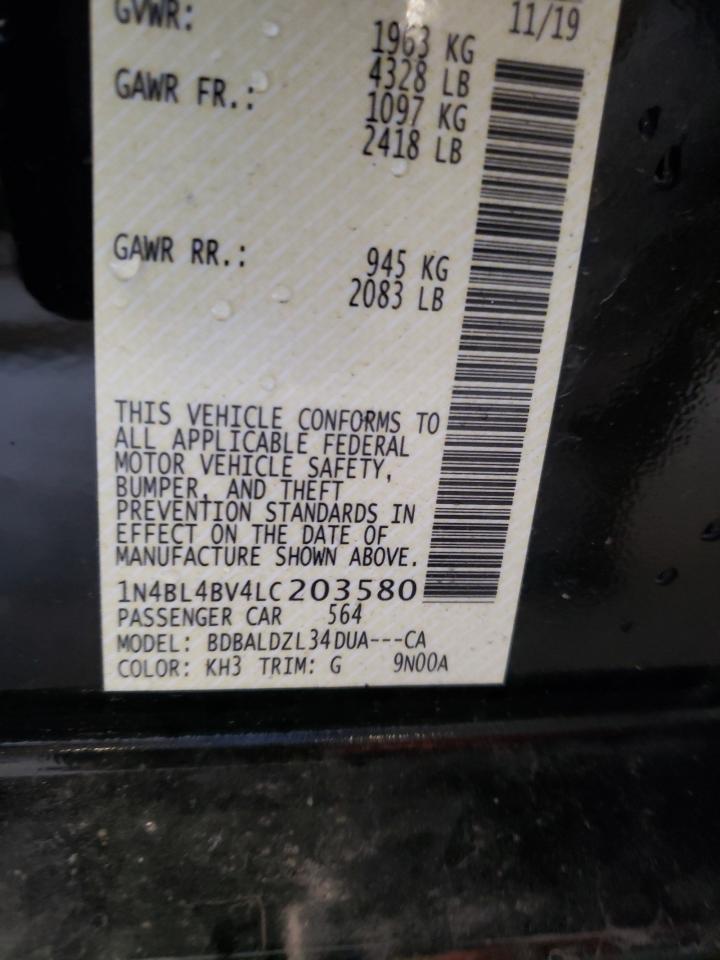 Photo 10 from auction – 2020 NISSAN ALTIMA S with VIN 1N4BL4BV4LC203580