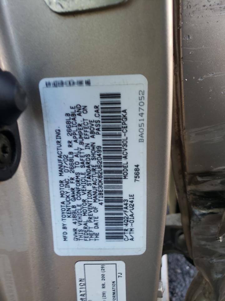 Photo 10 from auction – 2002 TOYOTA CAMRY LE with VIN 4T1BE30K82U620499