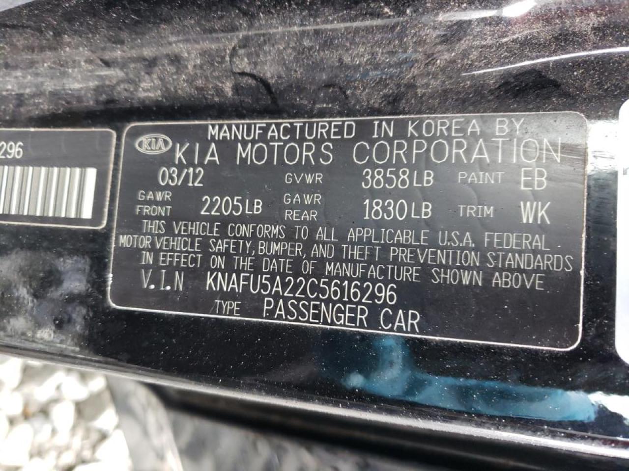 Photo 10 from auction – 2012 KIA FORTE EX with VIN KNAFU5A22C5616296