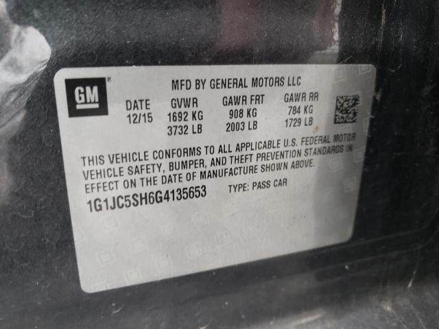 Photo 10 from auction – 2016 CHEVROLET SONIC LT with VIN 1G1JC5SH6G4135653
