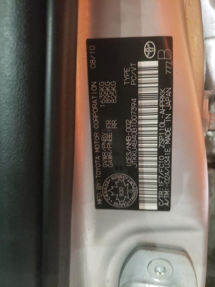 Photo 10 from auction – 2011 TOYOTA SCION XD with VIN JTKKU4B40B1007394