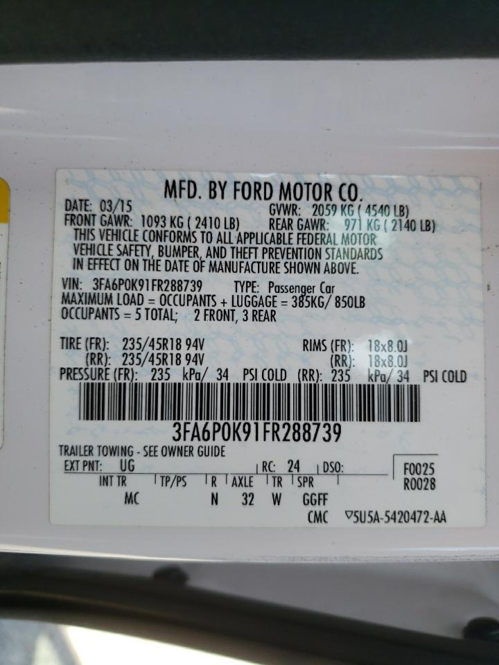Photo 10 from auction – 2015 FORD FUSION TIT with VIN 3FA6P0K91FR288739