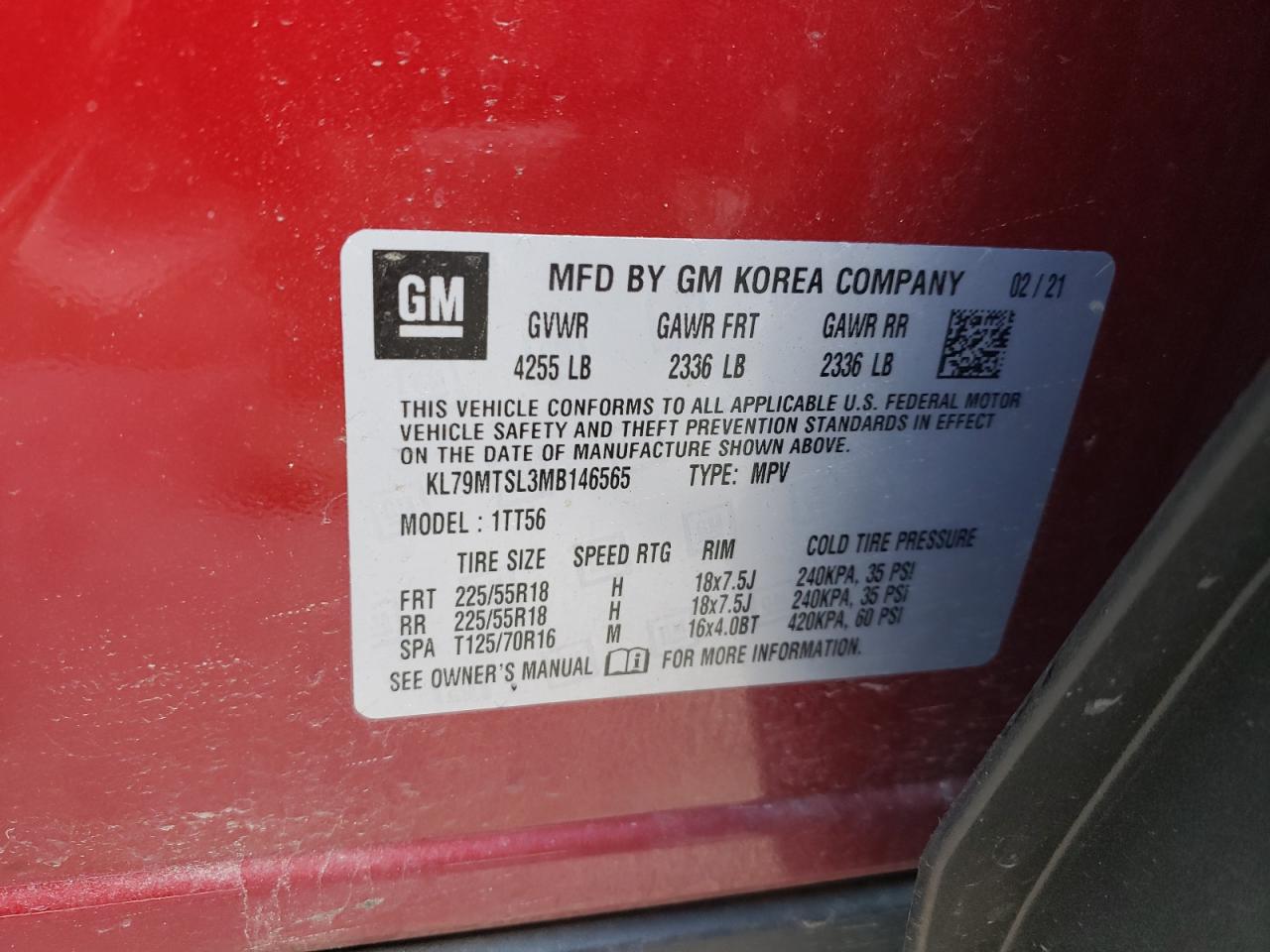 Photo 10 from auction – 2021 CHEVROLET TRAILBLAZE with VIN KL79MTSL3MB146565