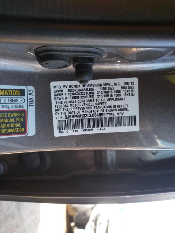 Photo 10 from auction – 2012 HONDA CR-V LX with VIN 5J6RM4H33CL064659