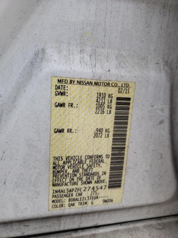 Photo 10 from auction – 2015 NISSAN ALTIMA 2.5 with VIN 1N4AL3AP2FC274547