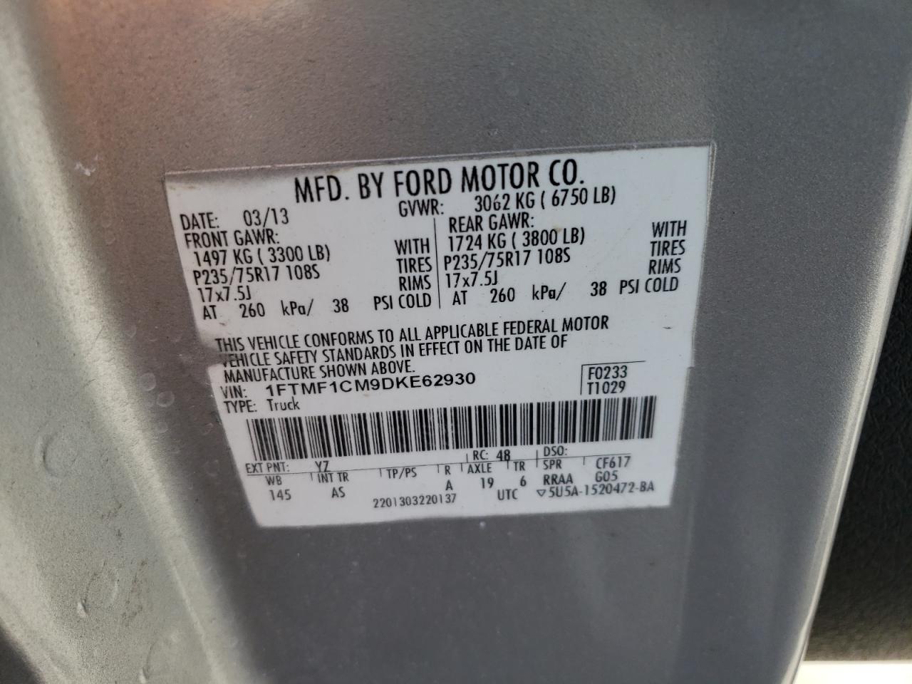 Photo 10 from auction – 2010 FORD F150 SUPER with VIN 1FTEW1E86AFD65905