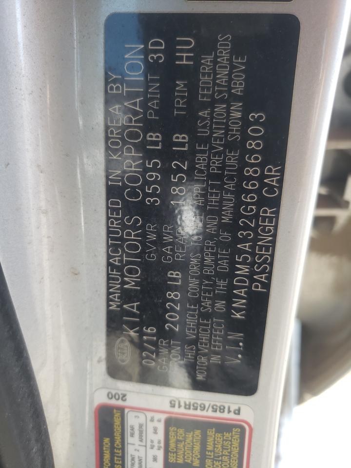 Photo 10 from auction – 2016 KIA RIO LX with VIN KNADM5A32G6686803