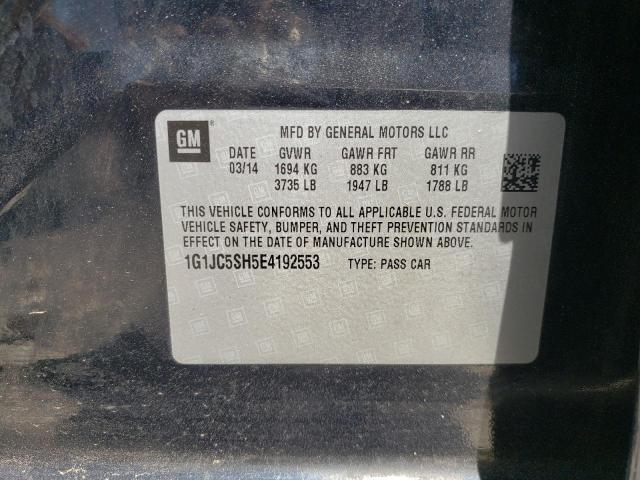 Photo 10 from auction – 2014 CHEVROLET SONIC LT with VIN 1G1JC5SH5E4192553
