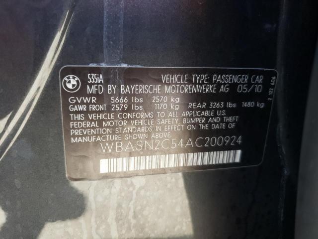 Photo 10 from auction – 2010 BMW 535 GT with VIN WBASN2C54AC200924