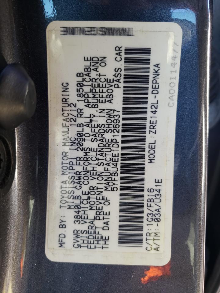Photo 10 from auction – 2013 TOYOTA COROLLA BA with VIN 5YFBU4EE1DP126937