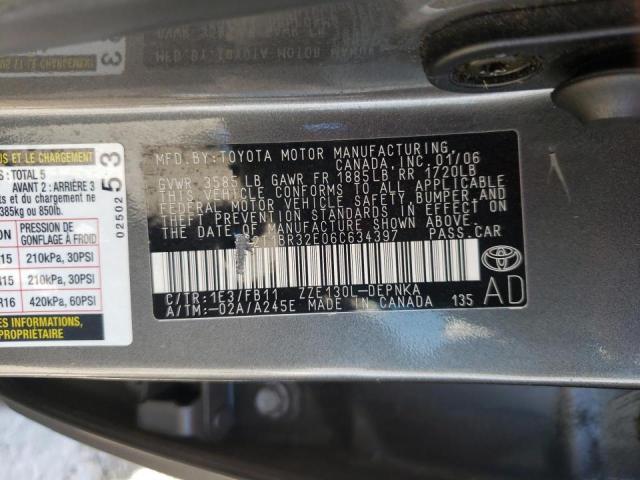 Photo 10 from auction – 2006 TOYOTA COROLLA CE with VIN 2T1BR32E06C634397
