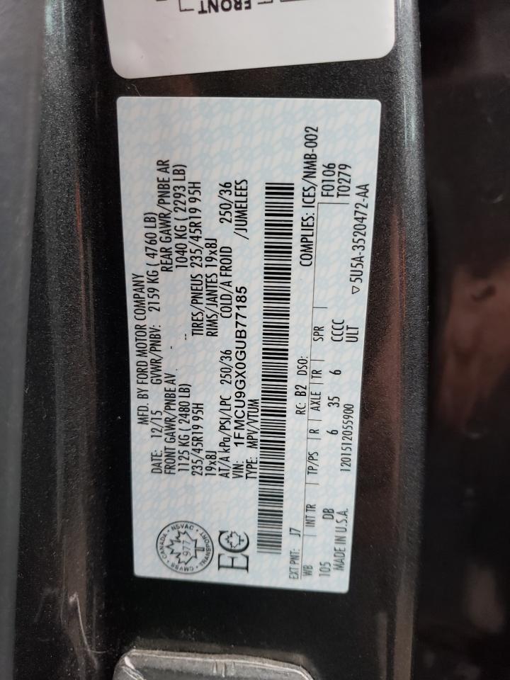 Photo 10 from auction – 2016 FORD ESCAPE SE with VIN 1FMCU9GX0GUB77185