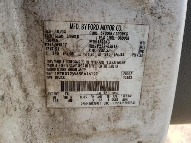 Photo 10 from auction – 2005 FORD F150 with VIN 1FTRX12W65FA16122