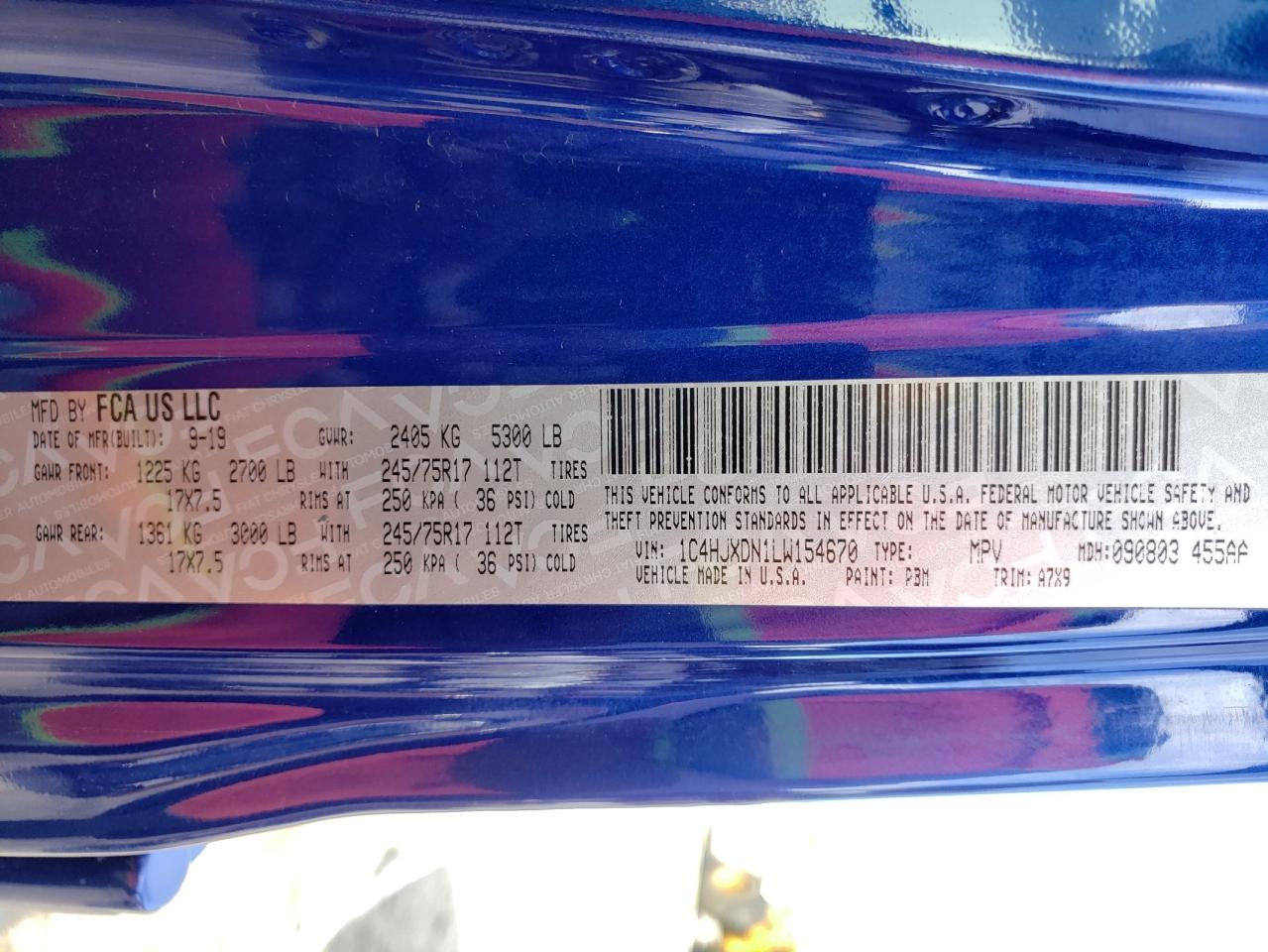 Photo 10 from auction – 2020 JEEP WRANGLER U with VIN 1C4HJXDN1LW154670