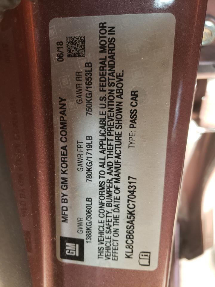 Photo 10 from auction – 2019 CHEVROLET SPARK LS with VIN KL8CB6SA5KC704317