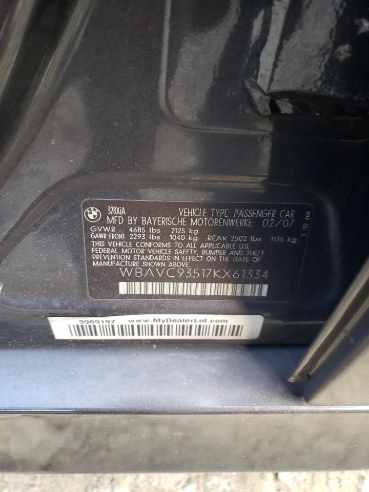 Photo 10 from auction – 2007 BMW 328 XI with VIN WBAVC93517KX61334