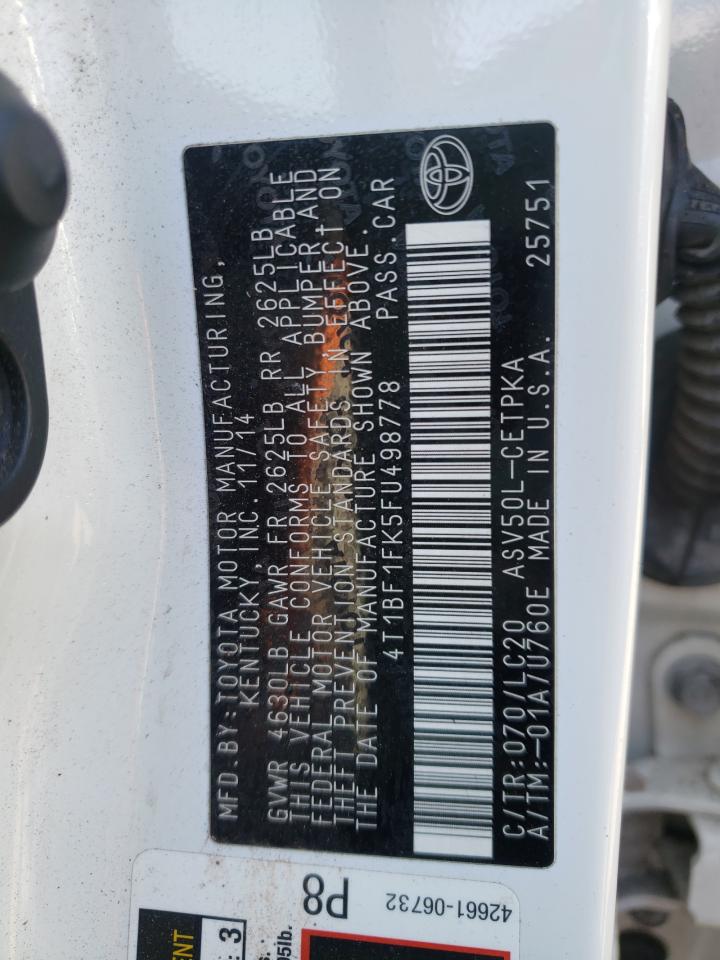 Photo 10 from auction – 2015 TOYOTA CAMRY LE with VIN 4T1BF1FK5FU498778
