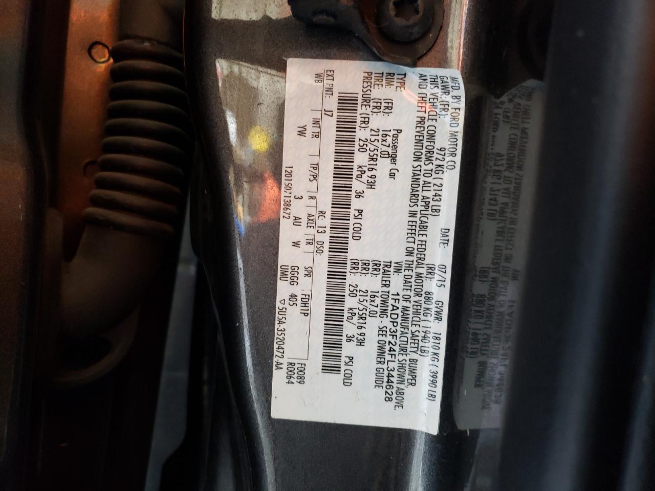 Photo 10 from auction – 2015 FORD FOCUS SE with VIN 1FADP3F24FL344628
