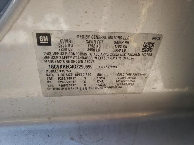 Photo 10 from auction – 2016 CHEVROLET SILVERADO with VIN 1GCVKREC4GZ299599